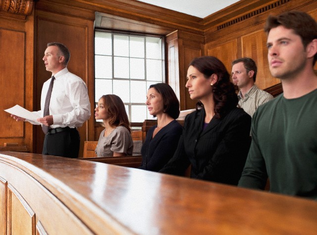 Jury sitting in courtroom
