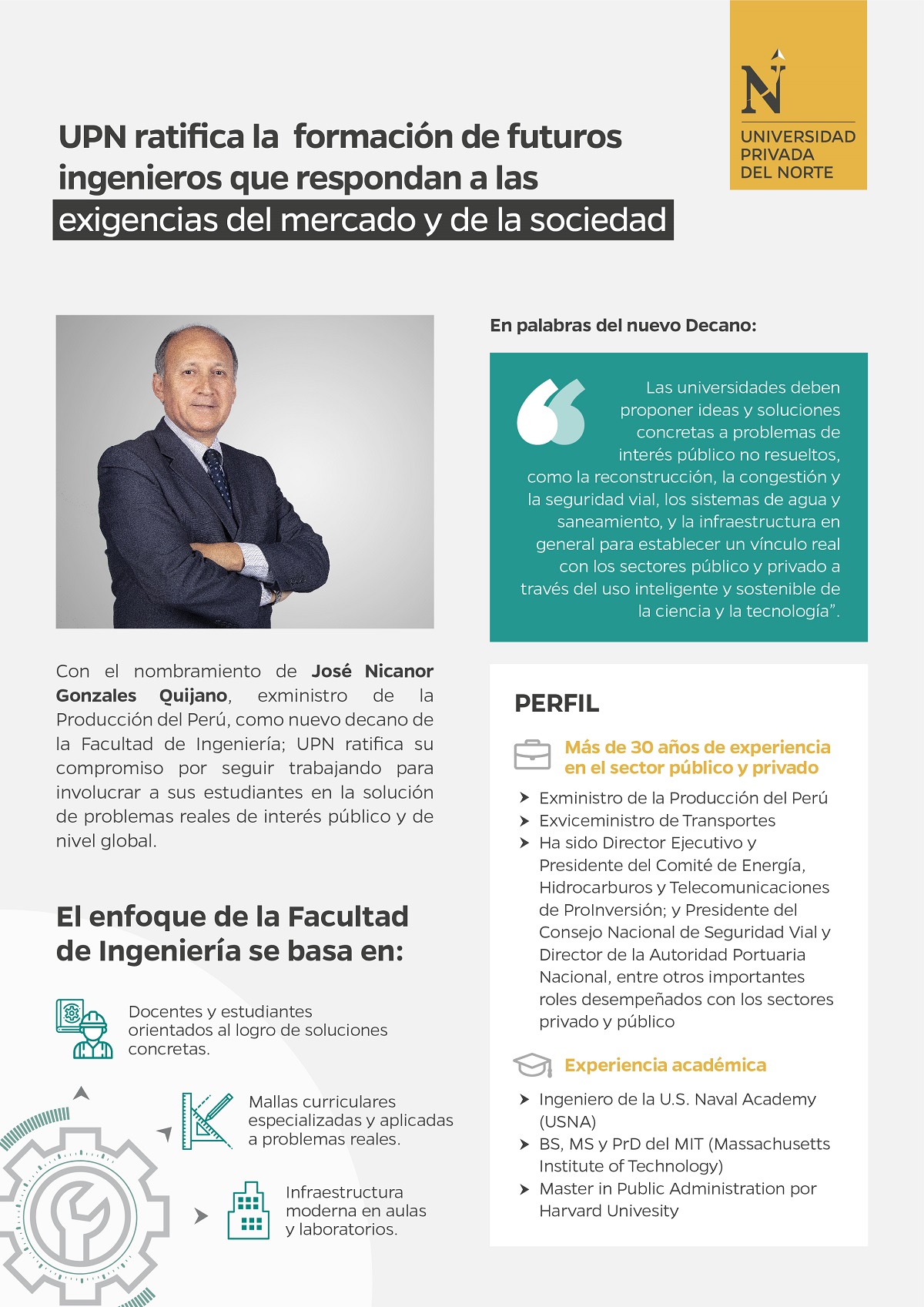 saludo de nuestro nuevo decano de ingeniería