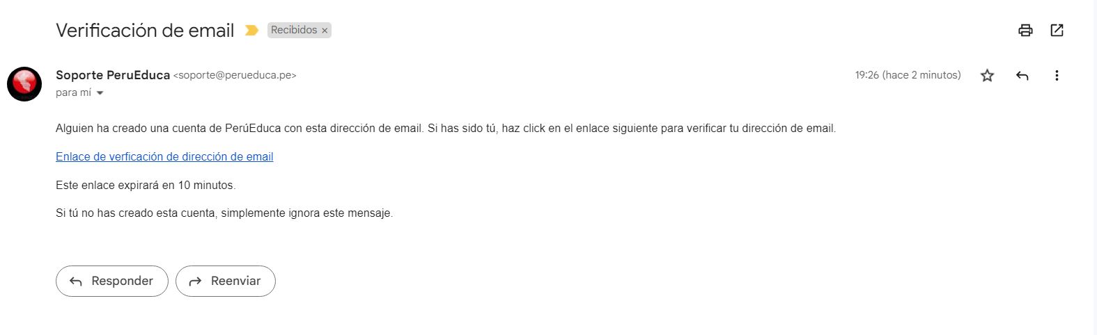 verifica tu cuenta de PerúEduca